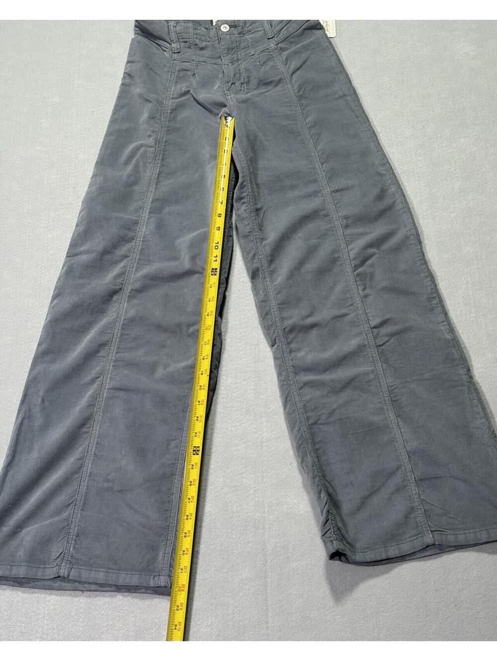 We The Free Women's Wide-Leg Corduroy Pants Light Grey High Rise Pockets -26 - Picture 4 of 9